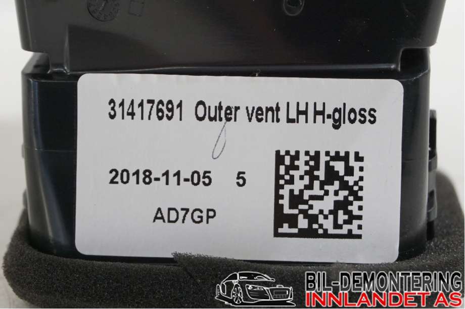Dashbord friskluftdyse til Volvo XC60 2017-->> (Type II)  (VOLVO|31417636||31417691)