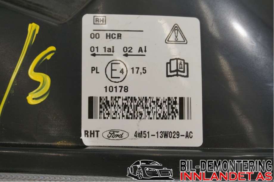 Frontlykt høyre halogen til Ford Focus 2004-2007 (Type II, Fase 1) (|4M51-13W029-AC)