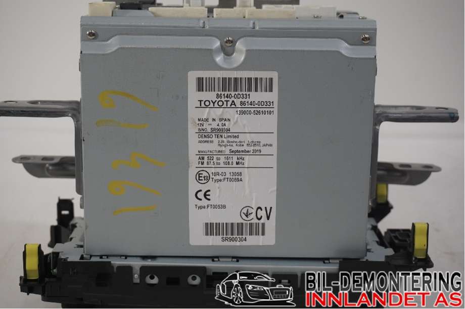 Bilstereo til Toyota Yaris 2014-2020 (Type III, Fase 2) (TOYOTA|861400D331||86140-0D331)