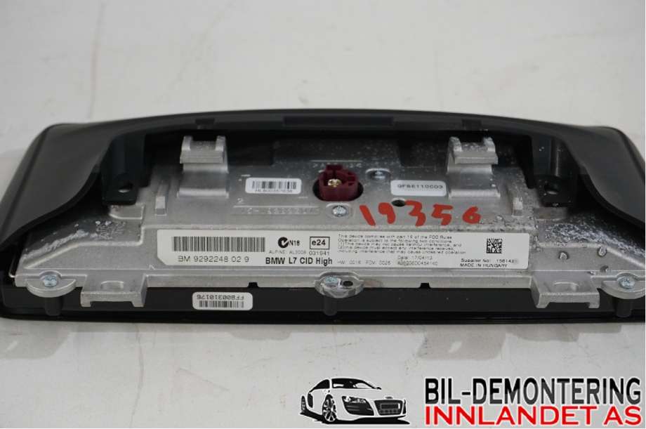 Instrument kjørecomputer til BMW 3-Serie 2012-2018 (F30/F31/F34) (F30/F31/F34) (BMW|65 50 9 292 248||9292248 029)
