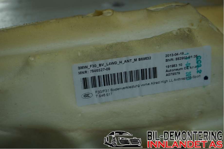 Innredning pakke til BMW 3-Serie 2012-2018 (F30/F31/F34) (F30/F31/F34) (BMW|51 47 7 846 527||7846527-09)