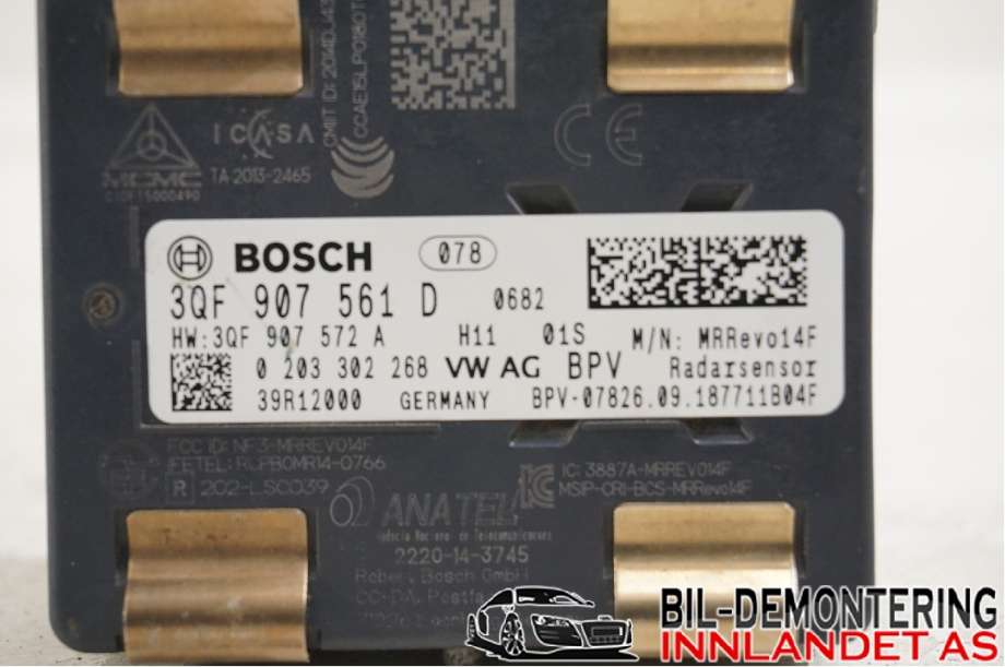 Sensor radar til Škoda Octavia 2017-2020 (Type III, Fase 2)  (SKODA|3QF 907 561 D||3QF907561D)
