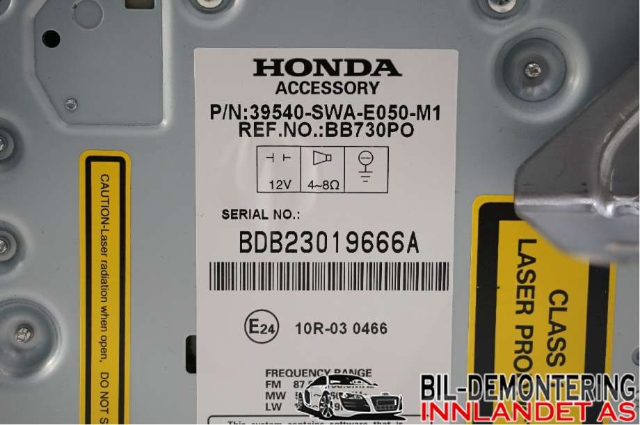 Bilstereo til Honda CR-V 2007-2012 (Type III)  (HONDA|39540SWAE05|BB730PO|39540-SWA-E050-M1)