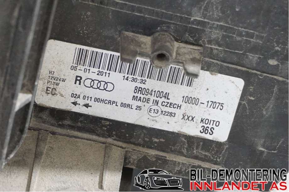 Frontlykt høyre halogen til Audi Q5 2008-2012 (Type I, Fase 1)  (AUDI|8R0 941 030 L|8R0941030L|)