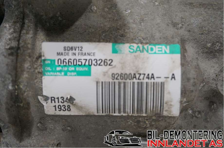 Aircondition kompressor til Nissan Juke 2010-2014 (Fase 1)  (NISSAN|2763000Q3D||92600AZ74A)