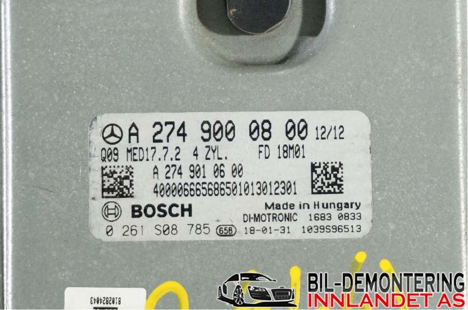 Styreenhet motor til Mercedes C-Klasse 2018-2021 (Fase 2) (W205) (W205) (MERCEDES|A 274 900 08 00||A2749000800)
