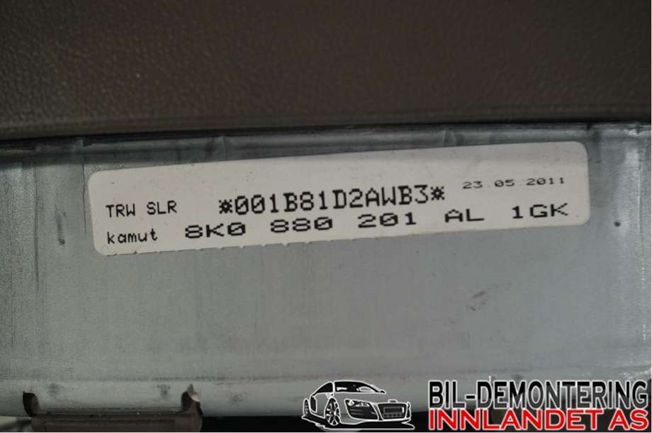Airbag rattpute til Audi A4 2007-2014 (Type IV) (B8) (B8) (AUDI|8K0 880 201 AL 1GK||8K0 880 201 AL)
