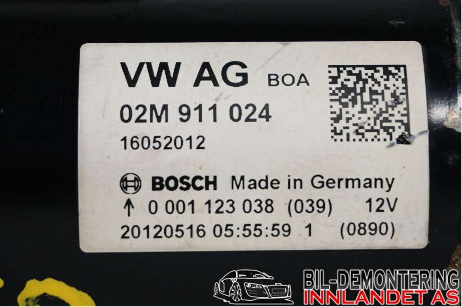 Starter diesel til VW Caddy 2010-2015 (Type III, Fase 2)  (VOLKSWAGEN|02M 911 024  X|0001123038|02M911024)
