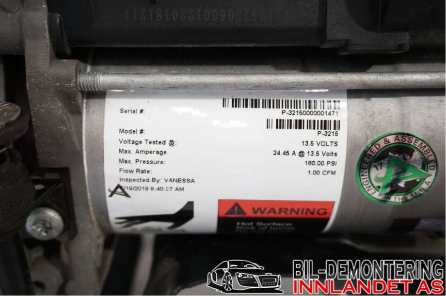 Kompressor nivå/luft til Mercedes R-Klasse 2006-2013 (W251) (W251) (MERCEDES|A 251 320 09 04|A 251 320 12 04|)