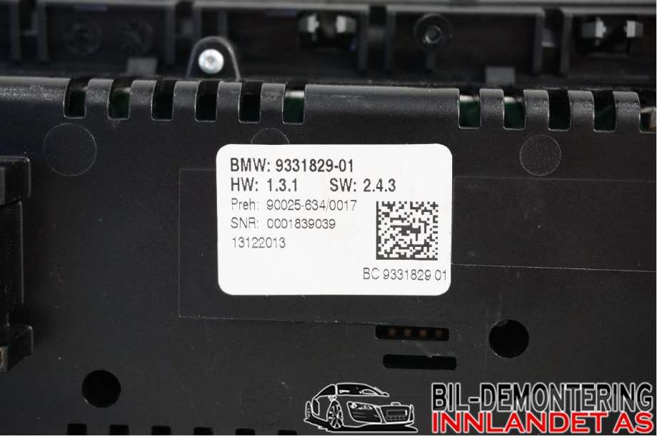 Varmeapparat betjening til BMW 5-Serie 2010-2017 (F10/F11) (F10/F11) (BMW|61 31 9 328 425||9331829-01)