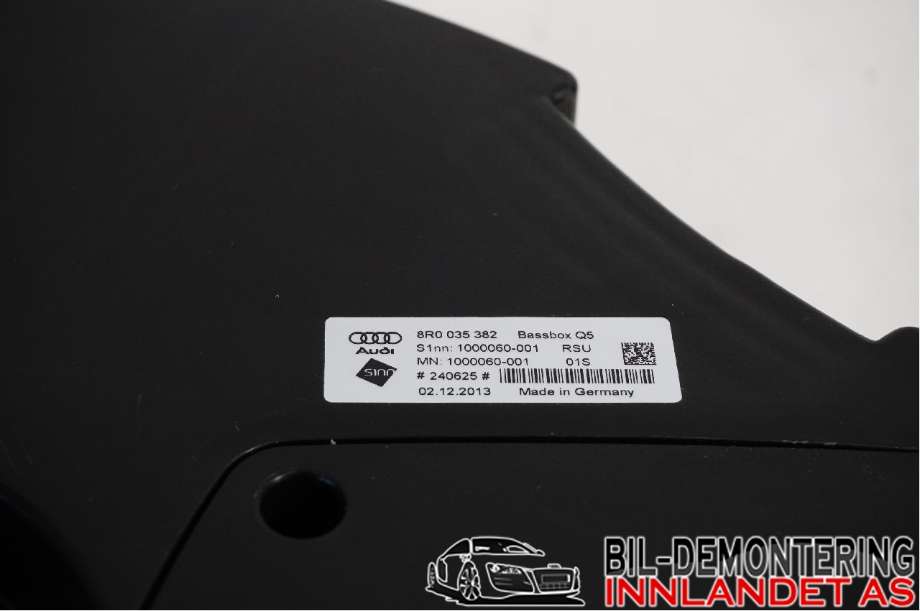 Bilstereo høyttaler til Audi Q5 2012-2017 (Type I, Fase 2) (AUDI|8R0 035 382|S1NN BASSBOX Q5)