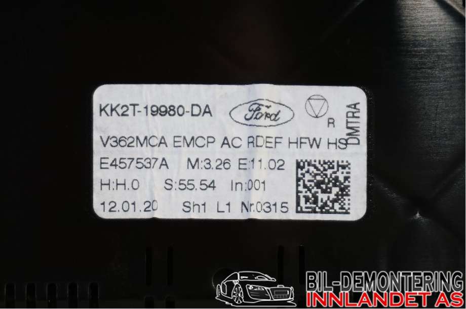 Varmeapparat betjening til Ford Transit Custom 2013-2023 (Type I) (FORD|KK2T-19980-DA|)