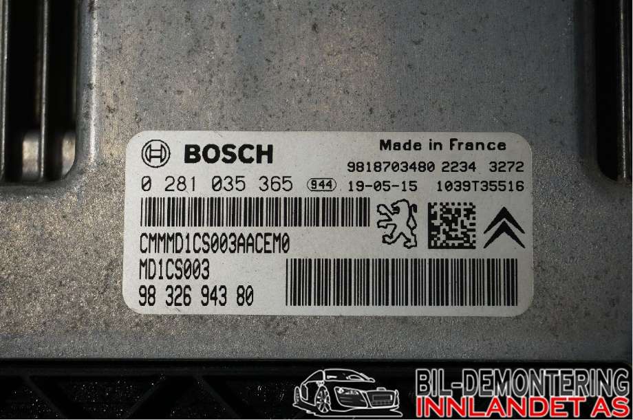 Styreenhet motor til Citroën Berlingo 2019-->> (Type III)  (CITROEN|16 316 255 80|0281035365|9832694380)