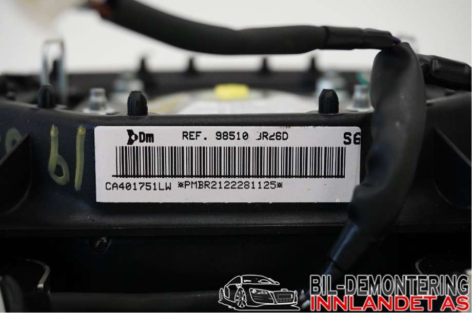 Airbag rattpute til Nissan Qashqai 2010-2014 (Type I, Fase 2)  (NISSAN|98510BR26D||98510 BR26D)