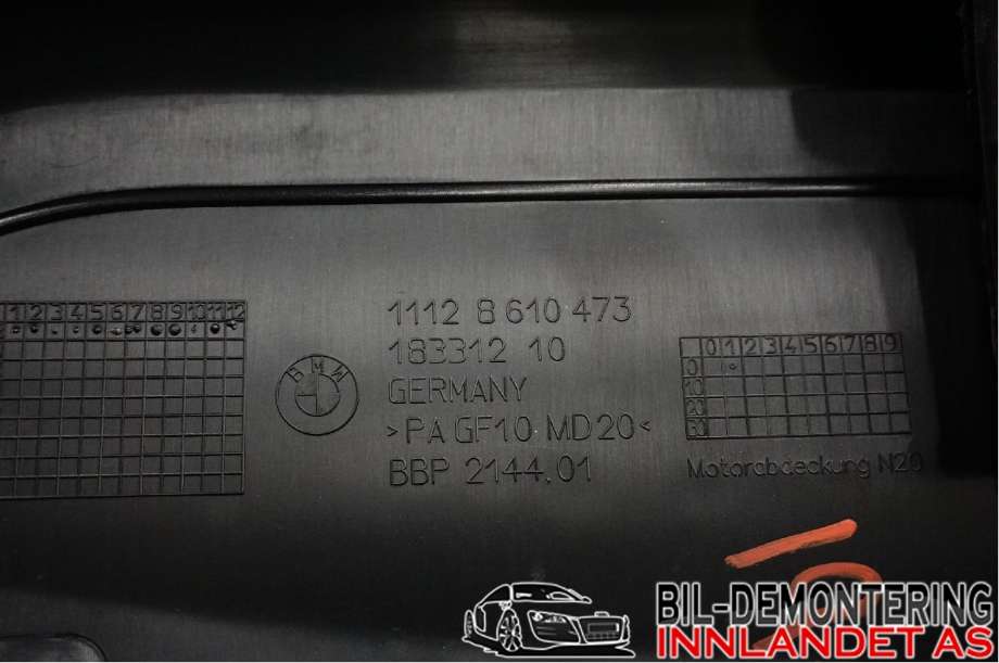 Motordeksel over motor til BMW 3-Serie 2012-2018 (F30/F31/F34) (F30/F31/F34) (BMW|11 12 8 610 473|11 12 7 636 790|1112 8 610 473)