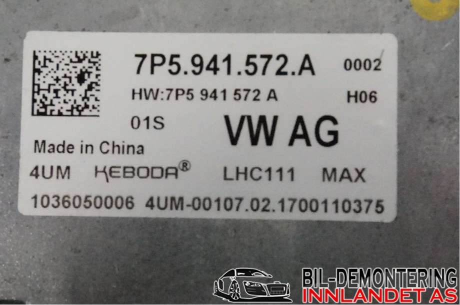 Styreenhet xenon/ballast til VW e-Golf 2017-2020 (Fase 2) (VOLKSWAGEN|7P5 941 572 A||7P5.941.572.A)