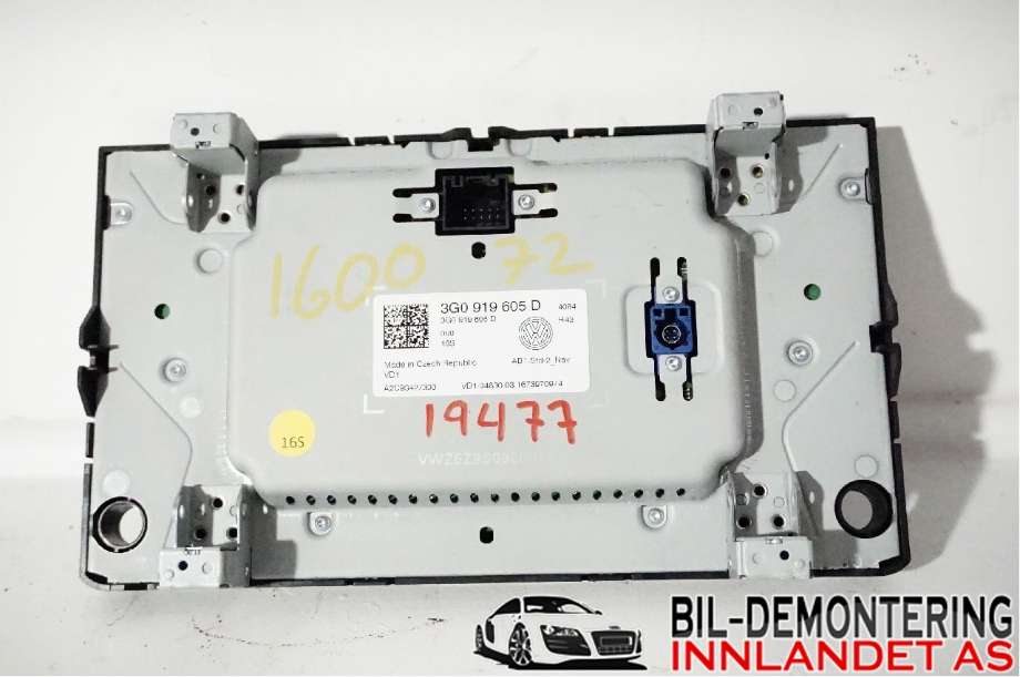 Bilstereo til VW Passat 2015-2019 (Fase 1) (B8) (B8) (VOLKSWAGEN|3G0 919 605 D||3G0919605D)