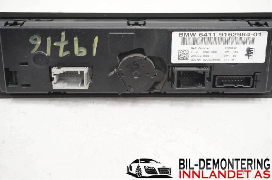 Varmeapparat betjening til BMW 3-Serie 2005-2011 (E90/E91/E92/E93) (E90/E91/E92/E93) (BMW|64119199261||EED92.W)