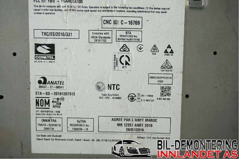 Bilstereo til Toyota Proace 2016-->> (Type II)  (|7503900287|9833500080)