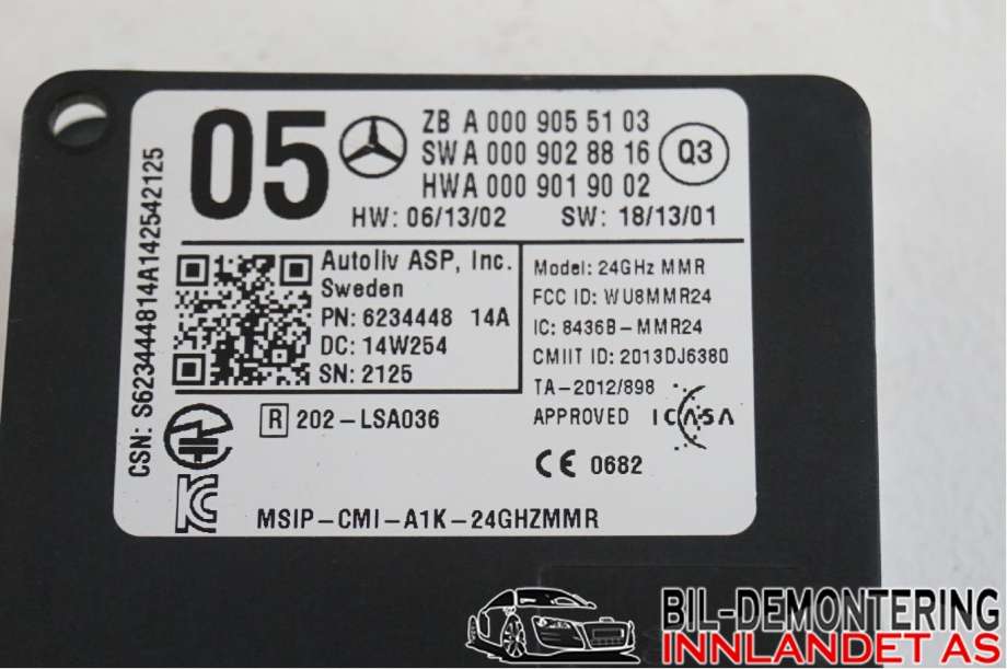 Sensor radar til Mercedes A-Klasse 2012-2018 (W176) (W176) (MERCEDES BENZ|A 000 905 51 03|)