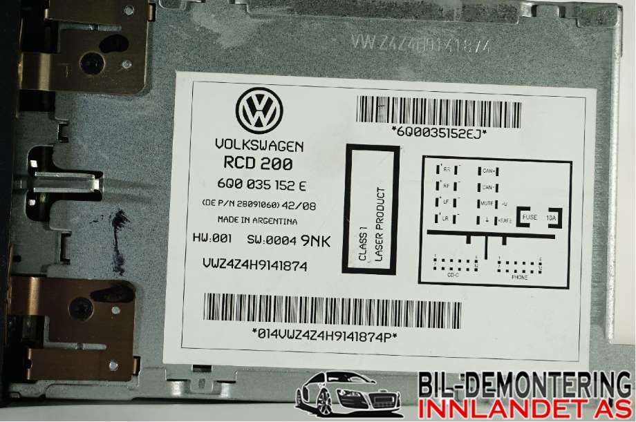 Bilstereo til VW Polo 2005-2009 (Type IV, Fase 2)  (|6Q0035152E)