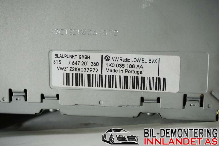Bilstereo til VW Passat 2005-2010 (B6) (B6) (VOLKSWAGEN|1K0 057 187 AX|)