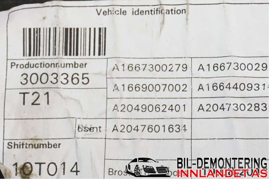 Ruteheis til Mercedes ML 2011-2015 (Fase 1) (W166) (W166) (MERCEDES|A 166 730 02 79|)