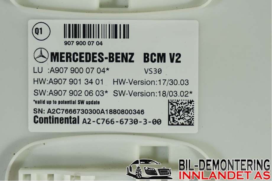 Styreenhet comfort (BCM) til Mercedes Sprinter 2018-->> (907/910) (907/910) (A 907 900 36 03|A 907 900 08 06|A9079000704)