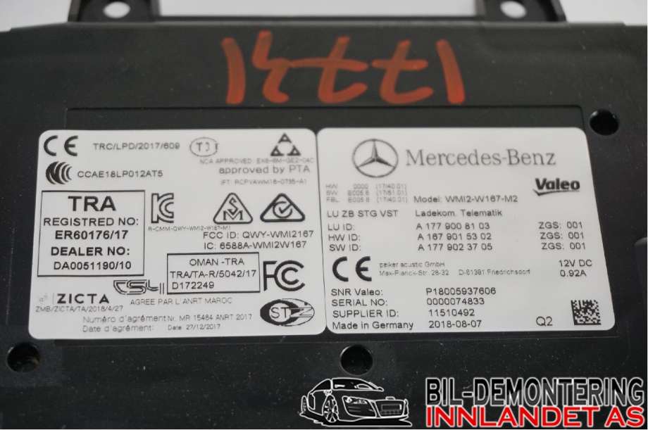 Diverse deler til Mercedes Sprinter 2018-->> (907/910) (907/910) (A 177 900 81 03|A 177 900 01 04|)