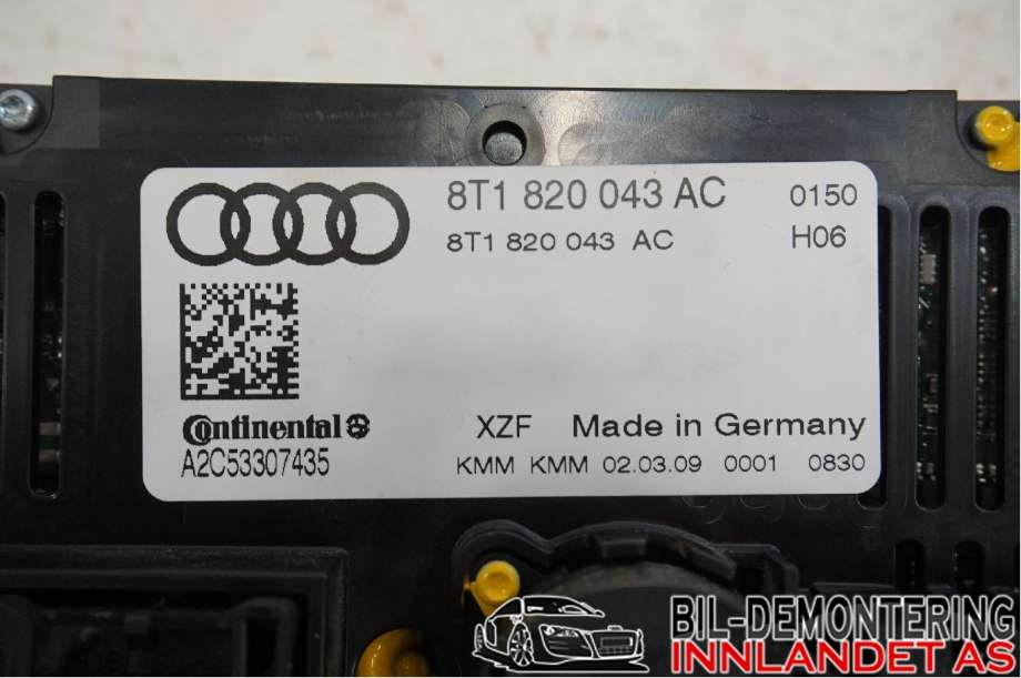Varmeapparat betjening til Audi A5 2007-2016 (Type I)  (AUDI|8T1 820 043 AK|)