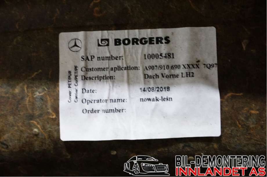 Tak diverse til Mercedes Sprinter 2018-->> (907/910) (907/910) (A 910 690 29 02|)