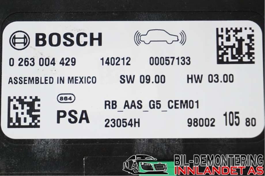 Styreenhet parkering til Peugeot 308 2013-2021 (Type II)  (PEUGEOT|16 108 037 80||0263004429)