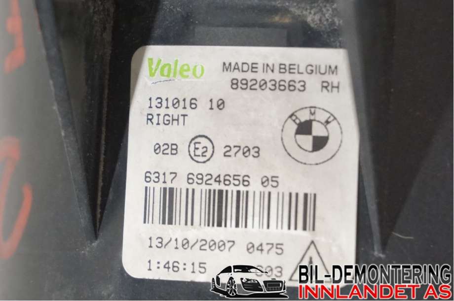 Tåkelykt høyre foran til BMW X3 2007-2010 (Fase 2) (E83) (E83) (BMW|63 17 6 924 656|)