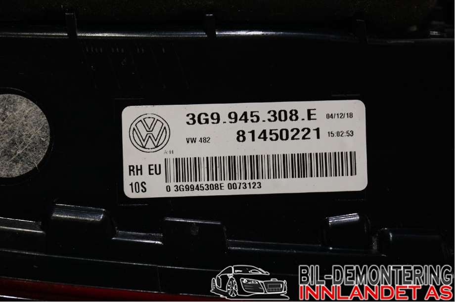 Baklykt høyre indre til VW Passat 2015-2019 (Fase 1) (B8) (B8) (VOLKSWAGEN|3G9 945 308 E||3G9945308E)