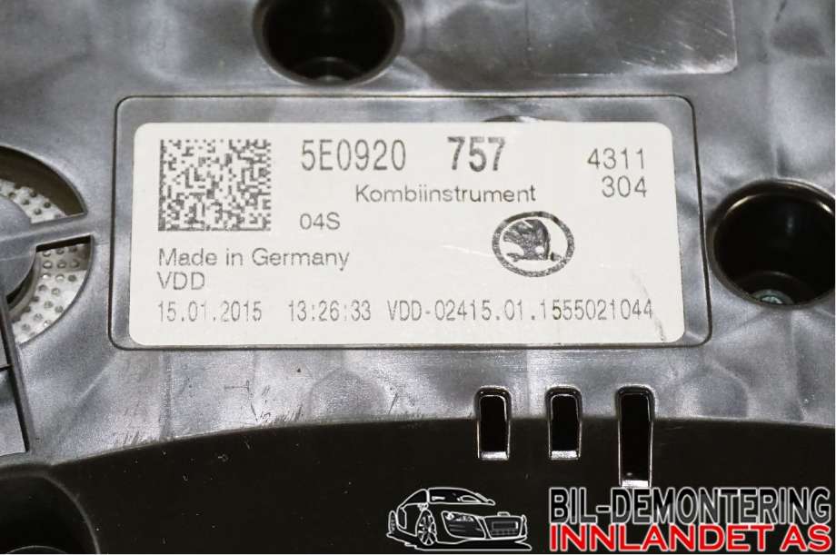 Instrumentpanel til Škoda Octavia 2013-2016 (Type III, Fase 1)  (SKODA|5E0 920 757||5E0920757)