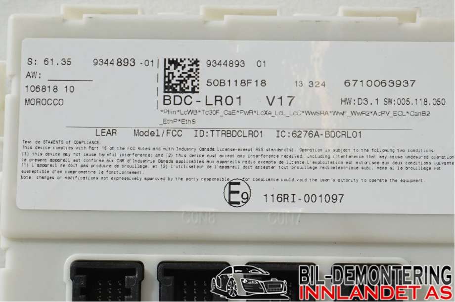 Styreenhet comfort (BCM) til BMW X5 2013-2018 (F15) (F15) (BMW||61 35 5 B5D 695|61359344893-01)