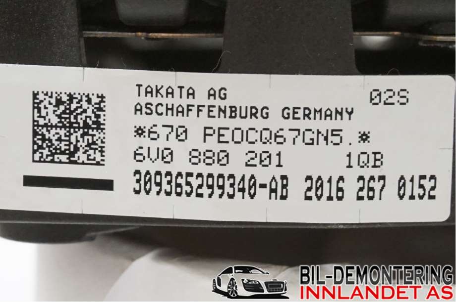 Airbag rattpute til Škoda Fabia 2014-2021 (Type III) (SKODA|6V0 880 201 1QB|)