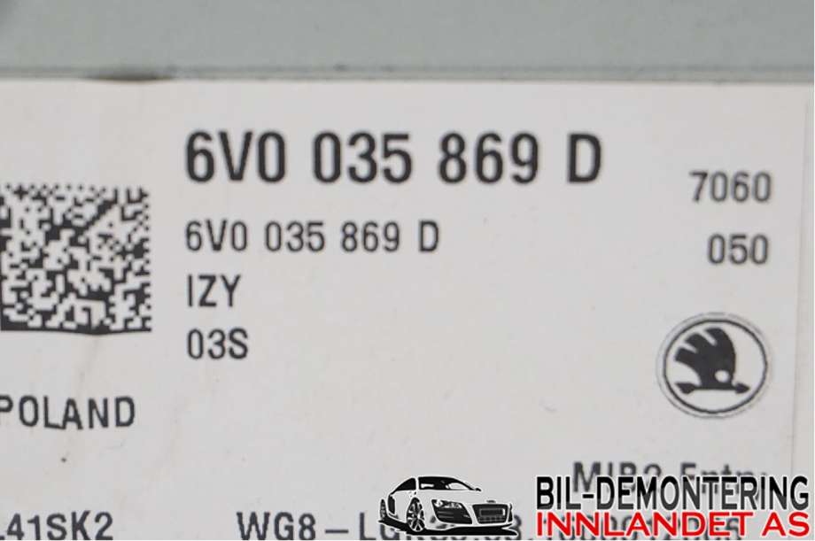 Bilstereo til Škoda Fabia 2014-2021 (Type III) (SKODA|6V0 035 869 D|)