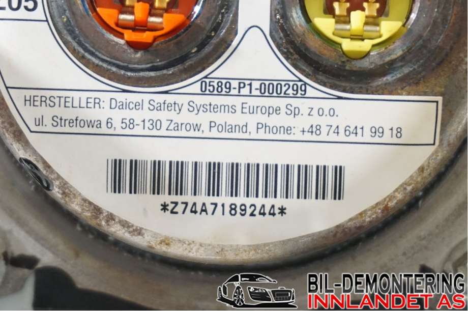 Airbag rattpute til Nissan Leaf 2018-->> (Type II)  (NISSAN|K85105SH0A|K85105SH1A|)