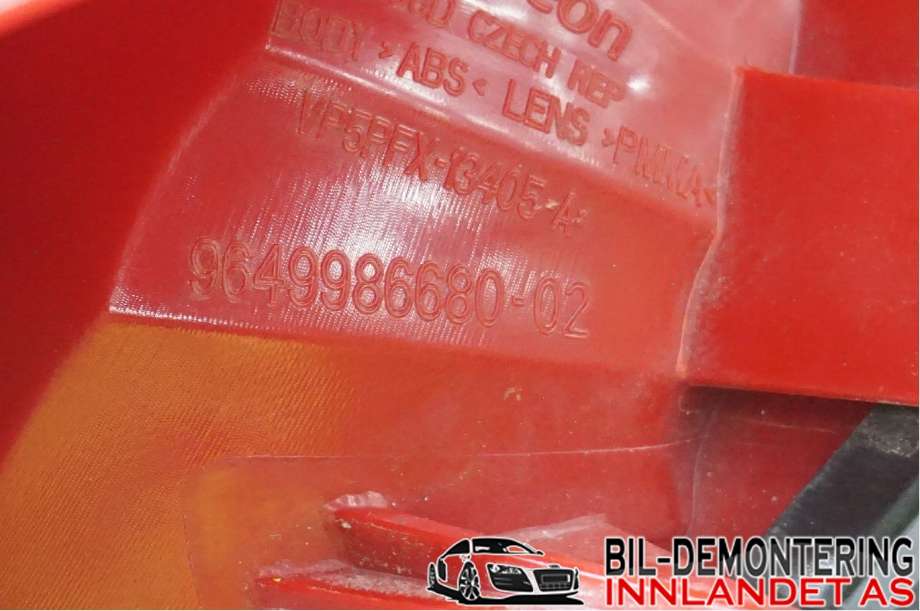 Baklykt venstre til Peugeot 207 2006-2012  (PEUGEOT|6350 Y7||9649986680-02)