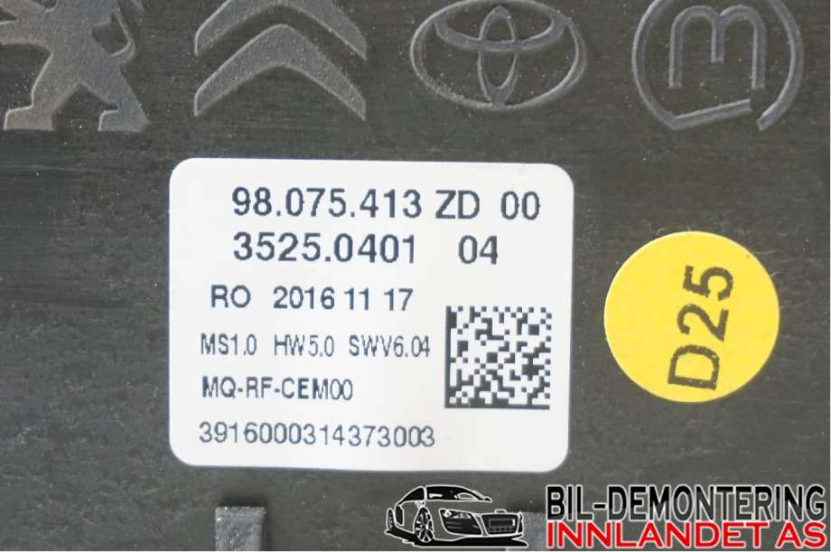 Varmeapparat betjening til Citroën Jumpy 2016-->> (Type III)  (CITROEN|98 075 413 ZD|)