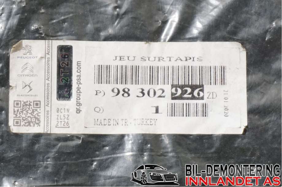 Innredning diverse til Peugeot 208 2019-->> (Type II) (PEUGEOT|98 302 926 ZD|)