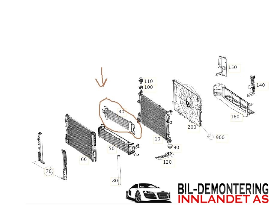 Radiator (automat gir) til Mercedes B-Klasse 2011-2018 (W246) (W246) (MERCEDES|A 246 500 07 03|)