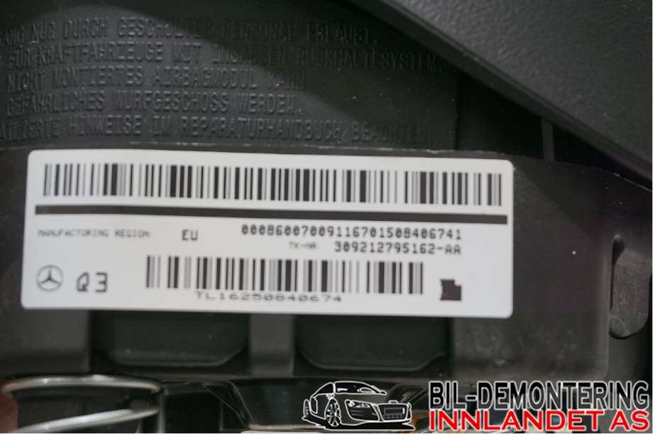 Airbag rattpute til Mercedes B-Klasse 2011-2018 (W246) (W246) (MERCEDES|A 000 860 07 00|)