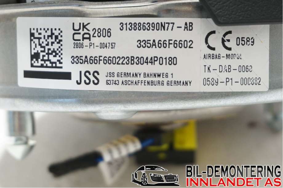 Airbag rattpute til BMW 3-Serie 2012-2018 (F30/F31/F34) (F30/F31/F34) (BMW|32 30 8 092 206|)