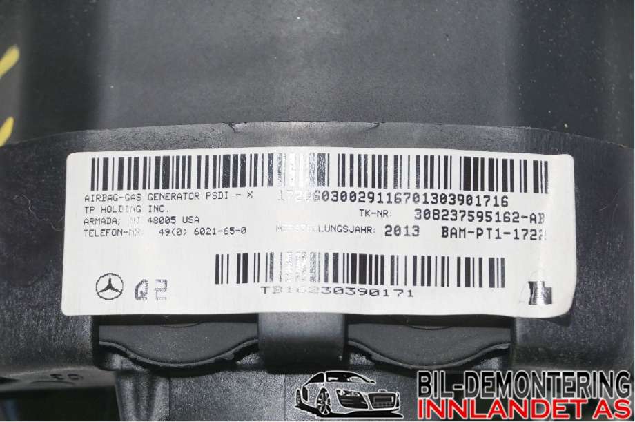 Airbag rattpute til Mercedes CLA 2013-2019 (C117) (C117) (MERCEDES|A 000 860 61 03|)