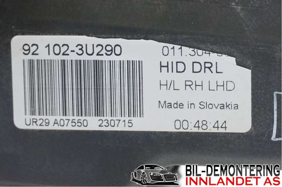 Frontlykt høyre halogen til Kia Sportage 2010-2016 (Type III)  (Kia Sportage,sl,sls|92102 3U290|)