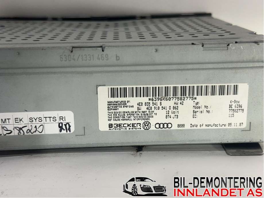 Bilstereo til Audi A8 2003-2010 (Type II)  (AUDI|4E00355418|)
