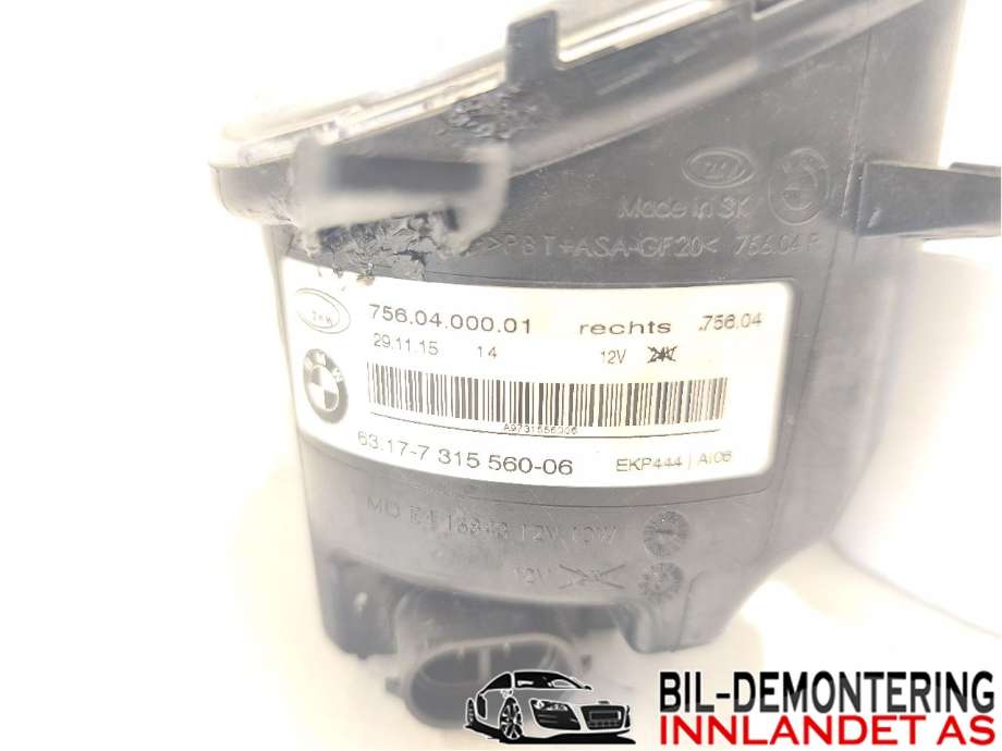 Tåkelykt høyre foran til BMW 3-Serie 2012-2018 (F30/F31/F34) (F30/F31/F34) (BMW|63 17 7 315 560||63 17-7 315 560-06)