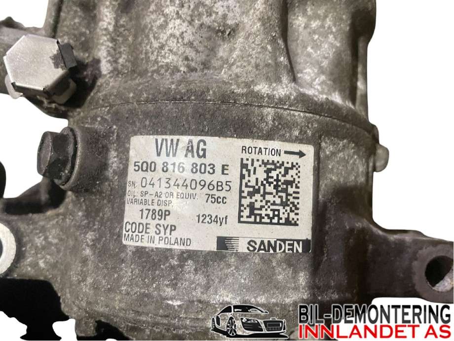 Aircondition kompressor til Škoda Fabia 2014-2021 (Type III)  (SKODA|5Q0 816 803 E|5Q0 816 803 H|)